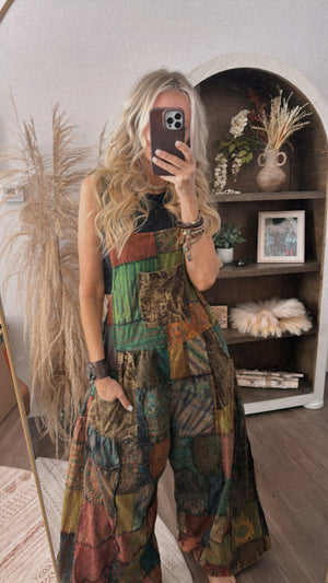 
                  
                    Load image into Gallery viewer, Sunrise Meadows Patchwork Overalls
                  
                
