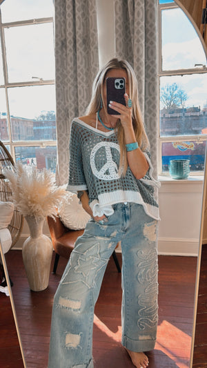 
                  
                    Load image into Gallery viewer, O&amp;amp;H Star Distressed Jeans
                  
                