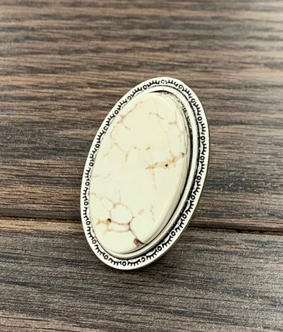 Oval White Antique Ring