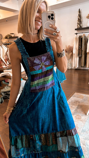 
                  
                    Load image into Gallery viewer, Here Comes The Sun Patchwork Overall Dress
                  
                