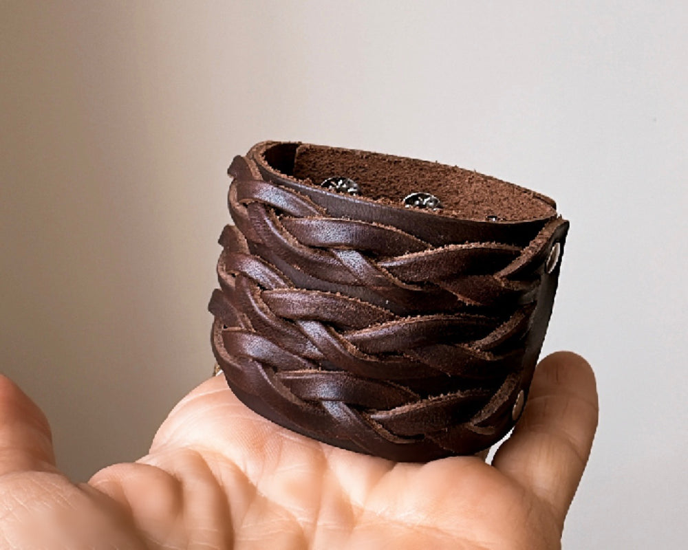 Braided Leather Cuff Bracelet