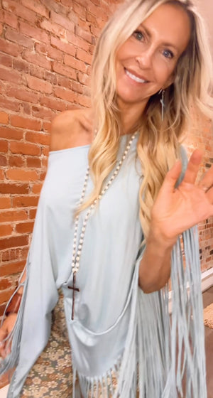 
                  
                    Load image into Gallery viewer, Showstopper Fringe Top (Sea Foam)
                  
                