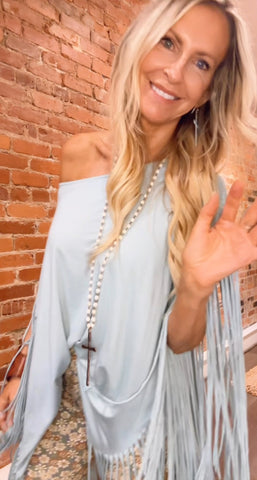 Showstopper Fringe Top (Sea Foam)