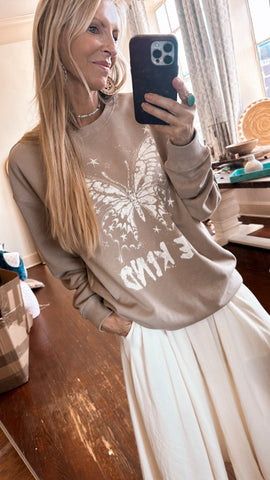 Be Kind Butterfly Pullover (Mocha)