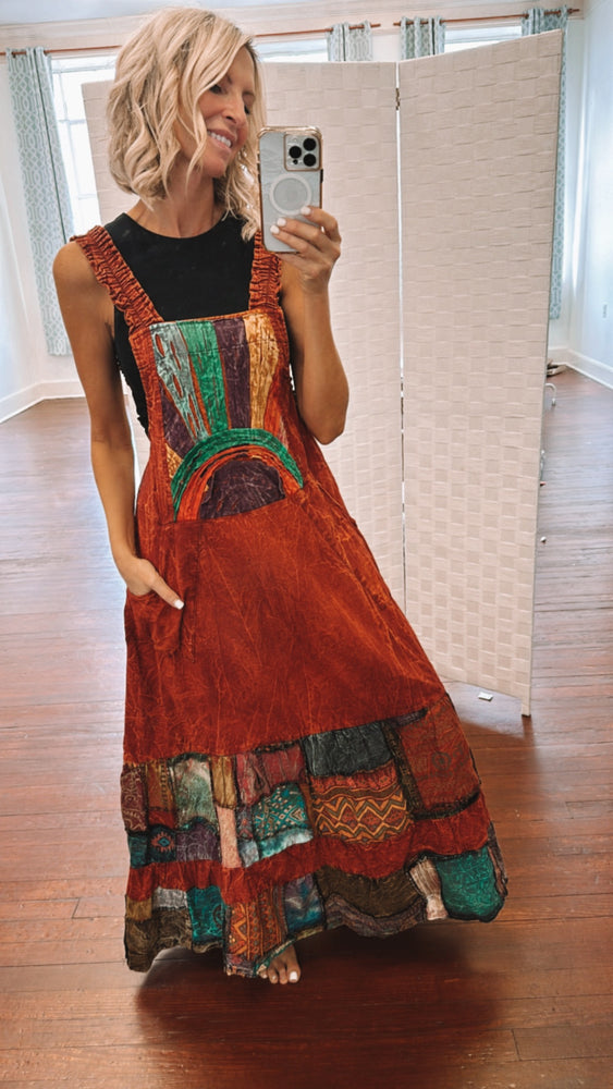 Here Comes The Sun Patchwork Overall Dress