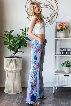 
                  
                    Load image into Gallery viewer, Driftwood Floral Embroidered Jeans
                  
                