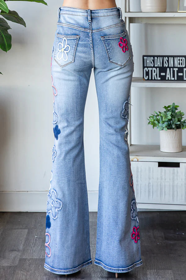 
                  
                    Load image into Gallery viewer, Driftwood Floral Embroidered Jeans
                  
                