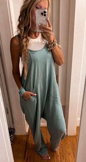 
                  
                    Load image into Gallery viewer, Still Obsessed Jumpsuit (Seafoam)
                  
                