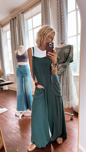 
                  
                    Load image into Gallery viewer, Pollyanna Wide Leg Jumpsuit (Teal Green)
                  
                