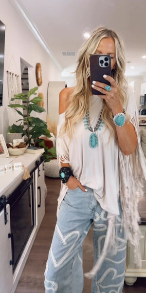 
                  
                    Load image into Gallery viewer, Showstopper Fringe Top (Oat)
                  
                