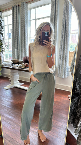 Mindy Mineral Wash Pants (2 color choices)