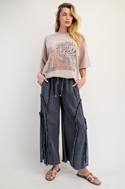 
                  
                    Load image into Gallery viewer, So Charming Wide Leg Fringe Pants (Charcoal)
                  
                