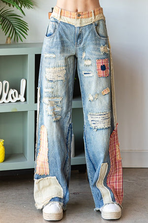 
                  
                    Load image into Gallery viewer, O&amp;amp;H Patchwork Jeans
                  
                