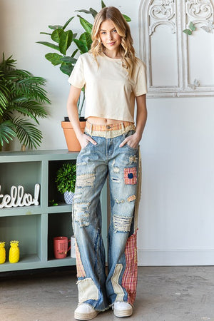 
                  
                    Load image into Gallery viewer, O&amp;amp;H Patchwork Jeans
                  
                