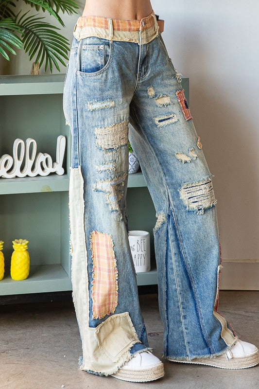 
                  
                    Load image into Gallery viewer, O&amp;amp;H Patchwork Jeans
                  
                