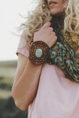 
                  
                    Load image into Gallery viewer, Aegean Leather Cuff Bracelet
                  
                