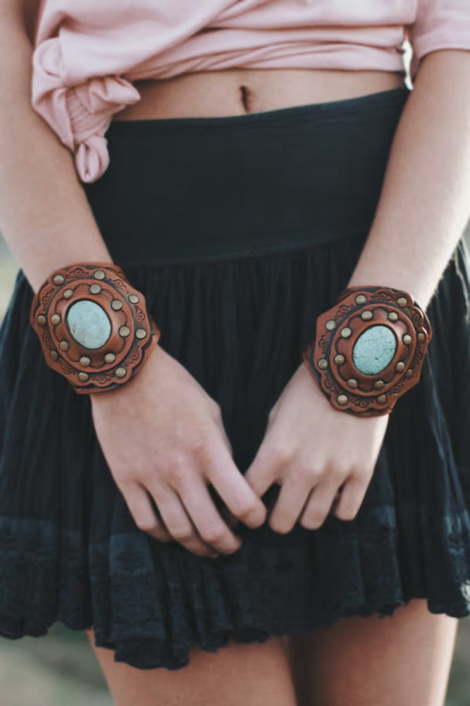 
                  
                    Load image into Gallery viewer, Aegean Leather Cuff Bracelet
                  
                