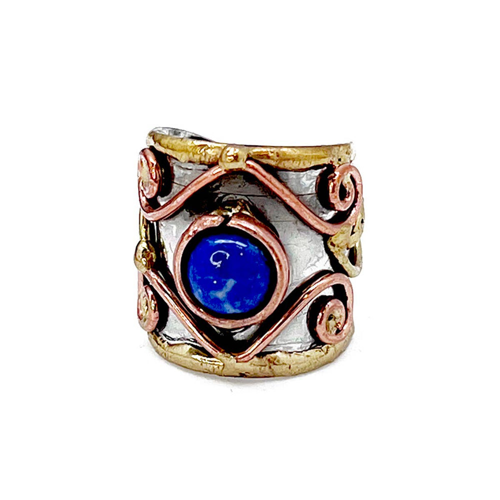
                  
                    Load image into Gallery viewer, Mixed Metal Cuff Ring with Single Stone, Multiple Styles: Garnet
                  
                