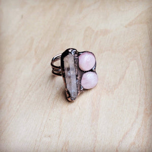 
                  
                    Load image into Gallery viewer, Genuine Rose Quartz Ring, Copper Setting
                  
                