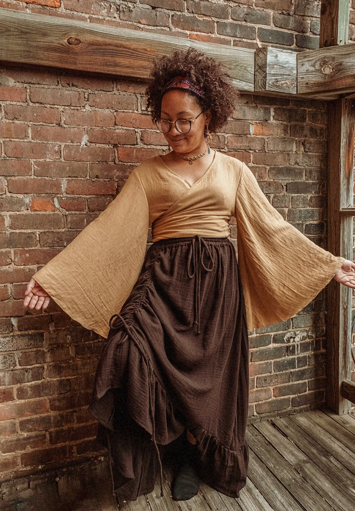 
                  
                    Load image into Gallery viewer, Boho Cinch Ruffle Skirt (Organic Cotton &amp;amp; Bamboo)
                  
                