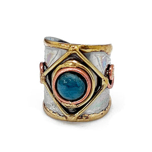 
                  
                    Load image into Gallery viewer, Mixed Metal Cuff Ring with Single Stone, Multiple Styles: Garnet
                  
                