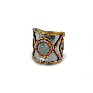 
                  
                    Load image into Gallery viewer, Mixed Metal Cuff Ring with Single Stone, Multiple Styles: Garnet
                  
                