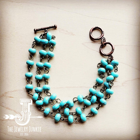 Faux Turquoise Triple Strand Bracelet