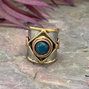 
                  
                    Load image into Gallery viewer, Mixed Metal Cuff Ring with Single Stone, Multiple Styles: Garnet
                  
                