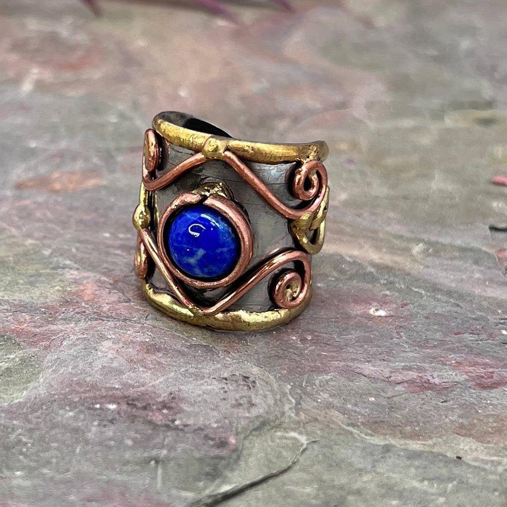 
                  
                    Load image into Gallery viewer, Mixed Metal Cuff Ring with Single Stone, Multiple Styles: Garnet
                  
                
