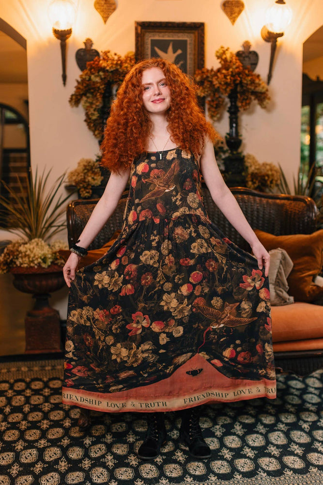 
                  
                    Load image into Gallery viewer, Market of Stars (USA) - Heart of Gold Bohéme Long Maxi Slip Dress w/ Sacred Heart: L/XL (fits approx. size 12-16)
                  
                