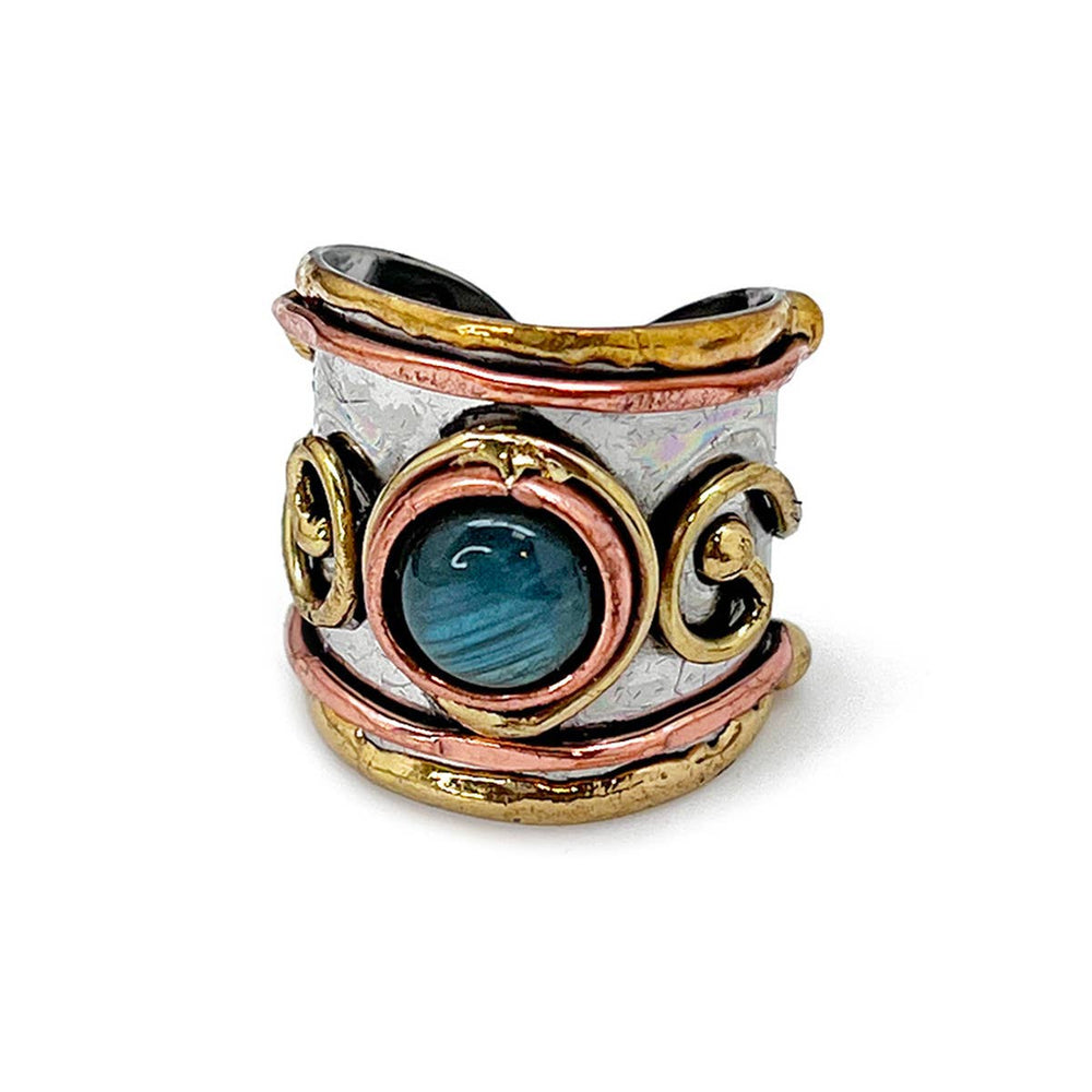 
                  
                    Load image into Gallery viewer, Mixed Metal Cuff Ring with Single Stone, Multiple Styles: Garnet
                  
                