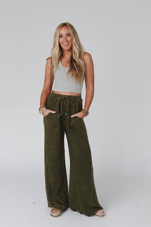 
                  
                    Load image into Gallery viewer, Relaxing Wide Leg Pant (Olive)
                  
                