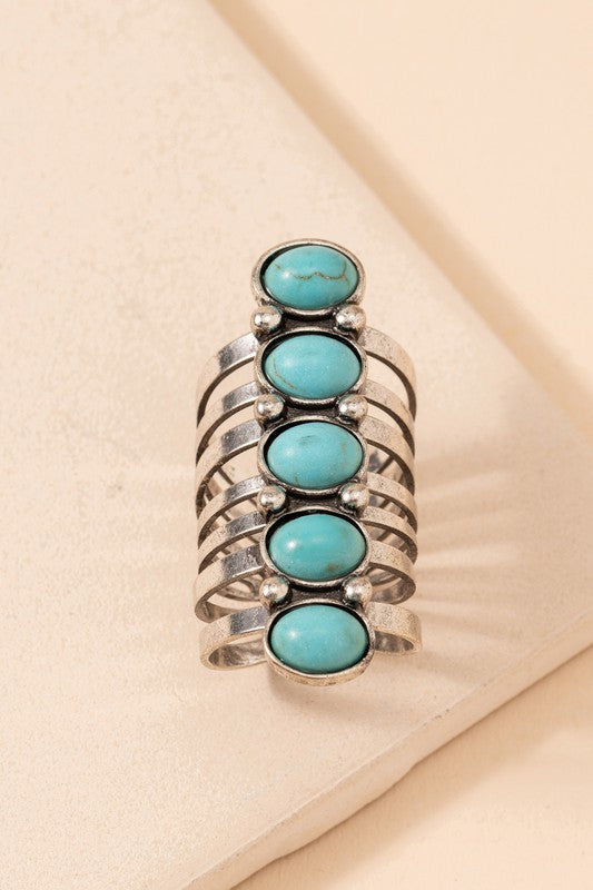 
                  
                    Load image into Gallery viewer, Boho Cuff Ring (Turquoise)
                  
                