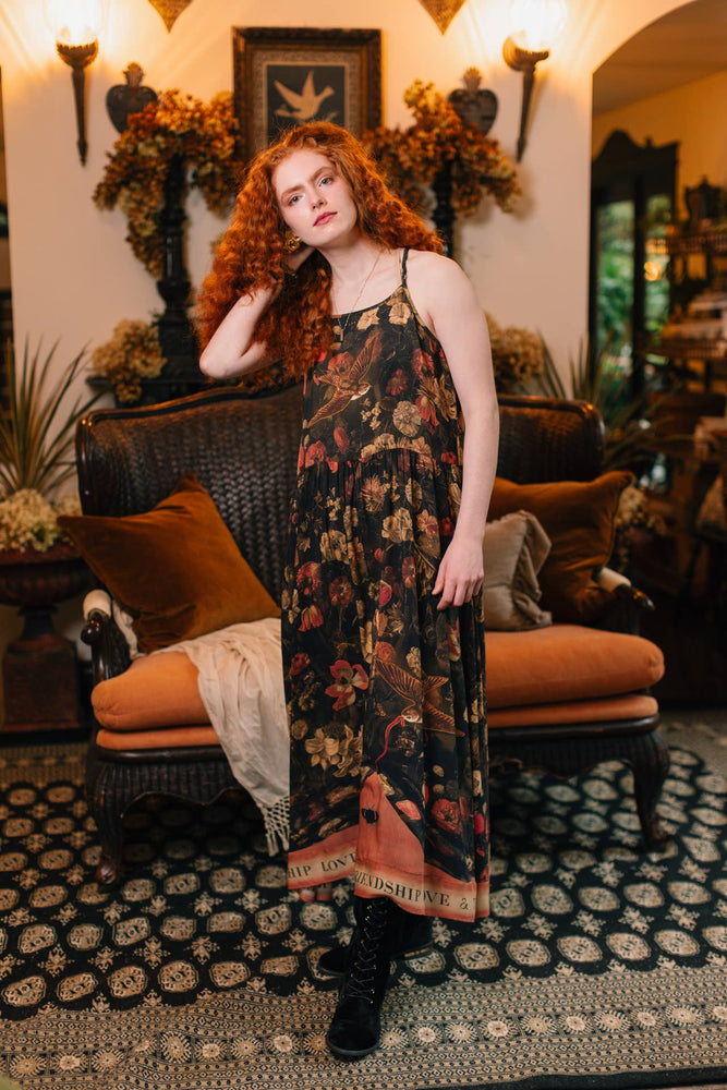 
                  
                    Load image into Gallery viewer, Market of Stars (USA) - Heart of Gold Bohéme Long Maxi Slip Dress w/ Sacred Heart: S/M (fits approx. size 6-10)
                  
                