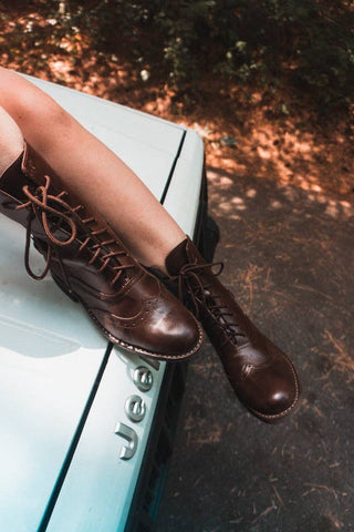 Victorian Ankle Leather Boots - Size 8