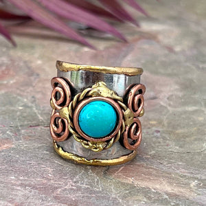 
                  
                    Load image into Gallery viewer, Mixed Metal Cuff Ring with Single Stone, Multiple Styles: Garnet
                  
                
