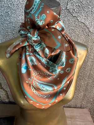 
                  
                    Load image into Gallery viewer, Rust + Turquoise Paisley Wild Rag
                  
                