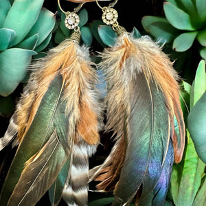 
                  
                    Load image into Gallery viewer, Rhinestone Feather Earrings
                  
                