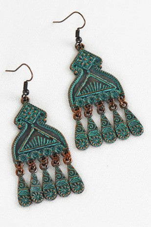 Gypsy Stamped Patina Earrings