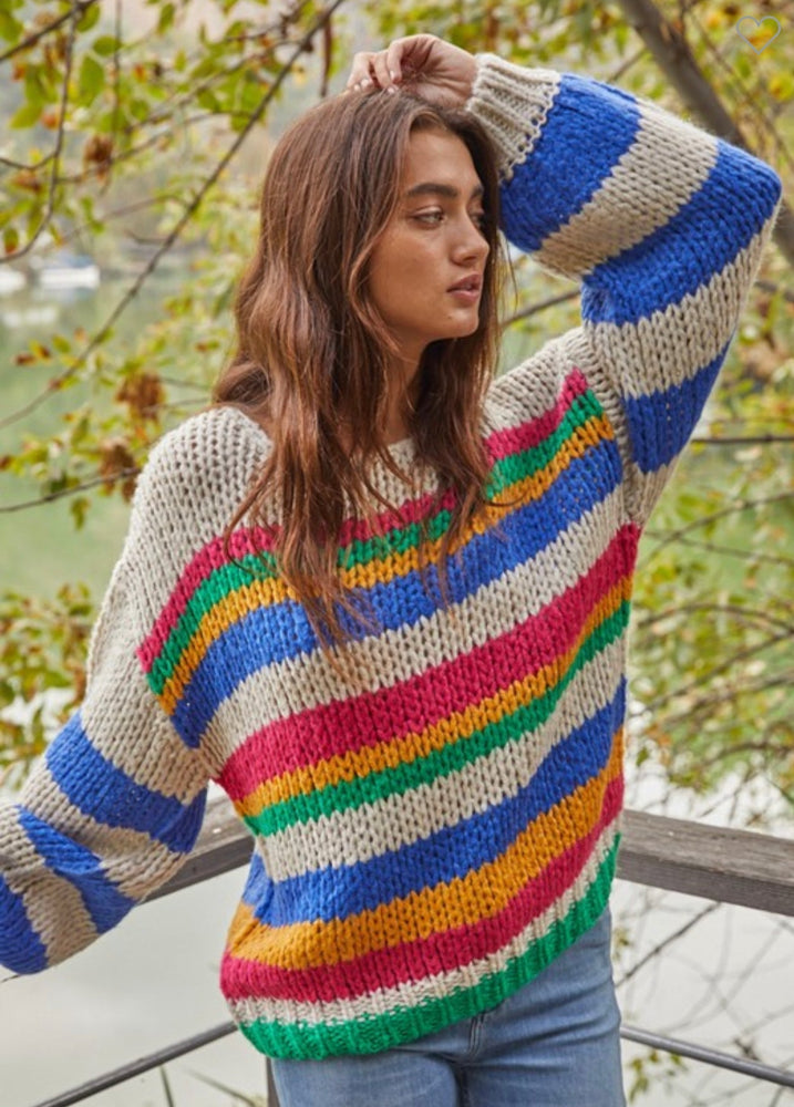 
                  
                    Load image into Gallery viewer, Monte Striped Sweater (ivory)
                  
                