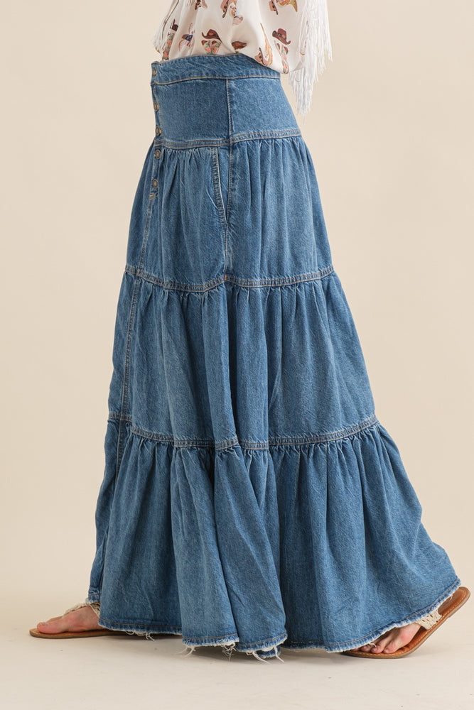 
                  
                    Load image into Gallery viewer, Downtown Denim Skirt
                  
                