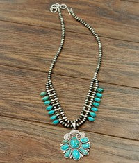 
                  
                    Load image into Gallery viewer, Turquoise with Navajo Pearls Necklace
                  
                