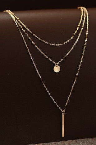 Delicate Bar Triple Layered Necklace