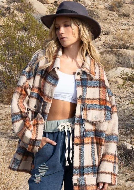 Button Down Plaid Jacket