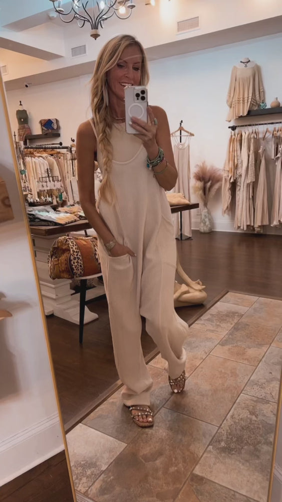 
                  
                    Load and play video in Gallery viewer, Still Obsessed Jumpsuit (Natural)
                  
                