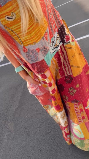 
                  
                    Load and play video in Gallery viewer, Kantha Patchwork Overalls
                  
                