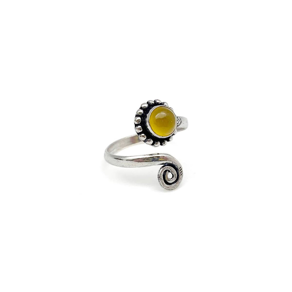 Tanvi Collection Ring, Silver with Yellow Agate