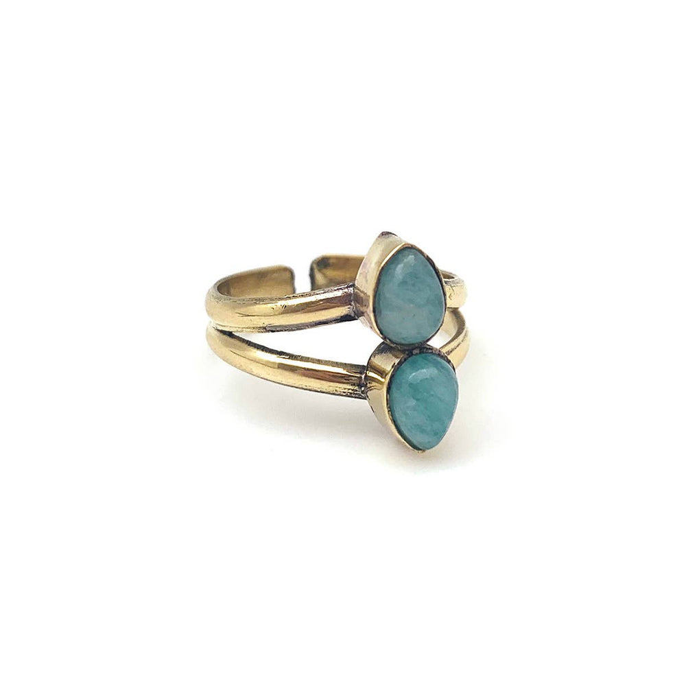 
                  
                    Load image into Gallery viewer, Tanvi Collection Ring, Gold with Double Amazonite
                  
                