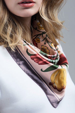 
                  
                    Load image into Gallery viewer, Floral Satin Scarf (blush)
                  
                