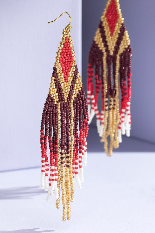 
                  
                    Load image into Gallery viewer, Seed and Bead Earrings (scarlet)
                  
                